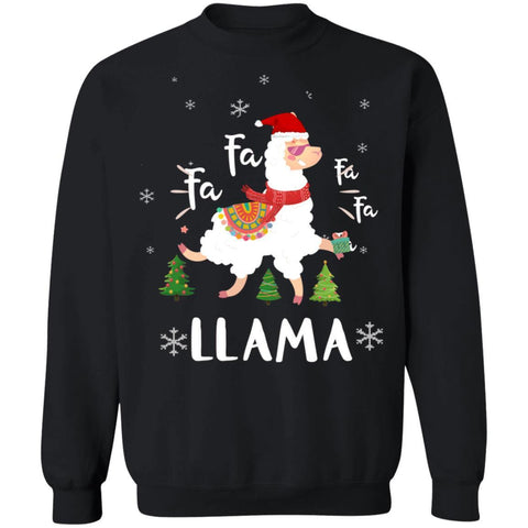 Fa La La Llama Santa Christmas Funny Gift Xmas G180 Gildan Crewneck Pullover Sweatshirt 8 oz.