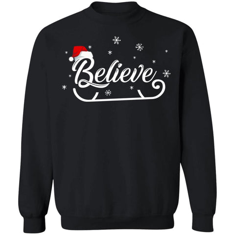 Christmas Santa Believe Xmas Christmas Holiday Funny Gift G180 Gildan Crewneck Pullover Sweatshirt 8 oz.