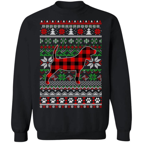 Beagle Red Plaid Ugly Christmas Sweater Gifts G180 Gildan Crewneck Pullover Sweatshirt 8 oz.