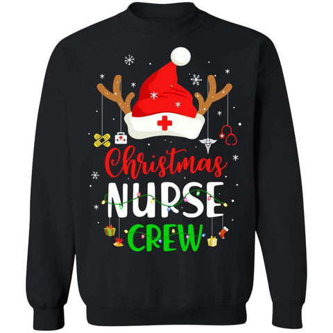 Christmas Nurse Crew Santa Hat Reindeer Merry Christmas Gift G180 Gildan Crewneck Pullover Sweatshirt 8 oz.
