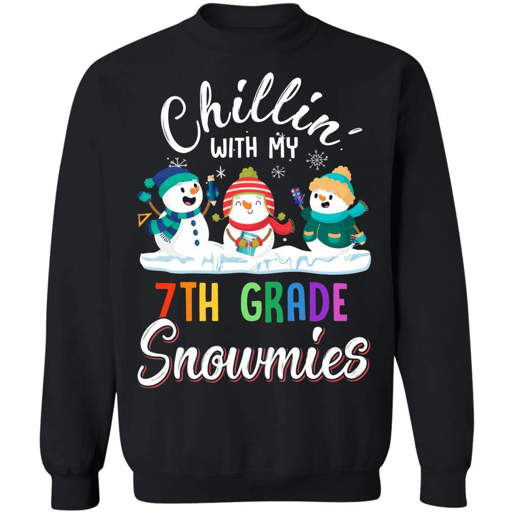 Chillin' With 7th Grade Snowmies Christmas Teacher Gifts G180 Gildan Crewneck Pullover Sweatshirt 8 oz.