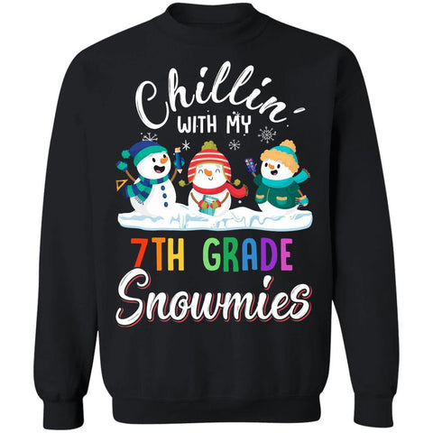 Chillin' With 7th Grade Snowmies Christmas Teacher Gifts G180 Gildan Crewneck Pullover Sweatshirt 8 oz.