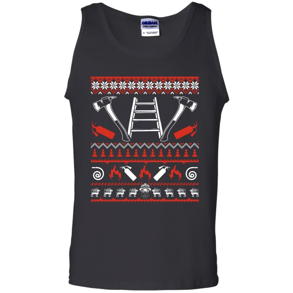 Firefighter Christmas Sweater G220 Gildan 100% Cotton Tank Top