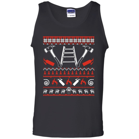 Firefighter Christmas Sweater G220 Gildan 100% Cotton Tank Top
