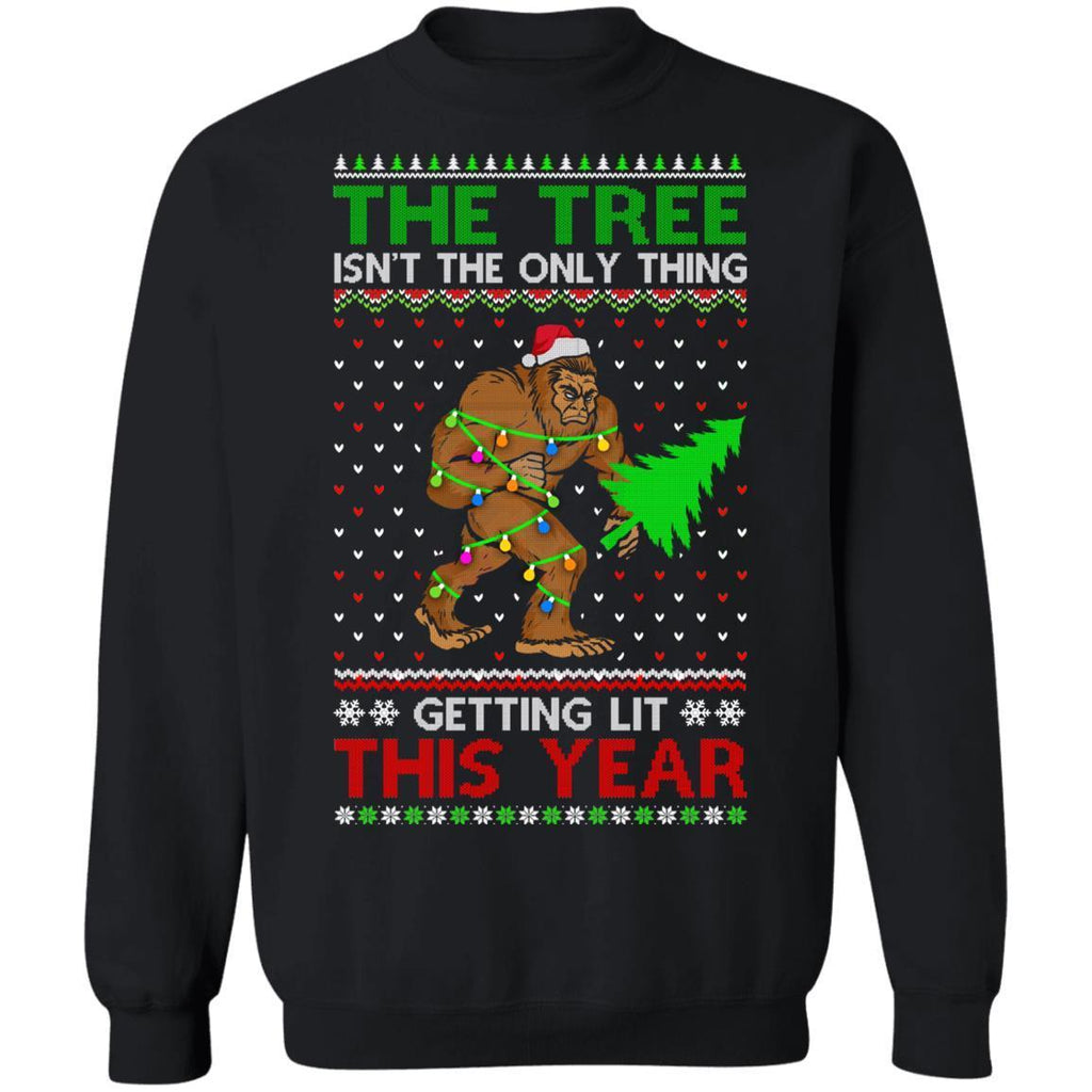 Christmas Bigfoot The Tree Isn't The Only Thing Sweater G180 Gildan Crewneck Pullover Sweatshirt 8 oz.