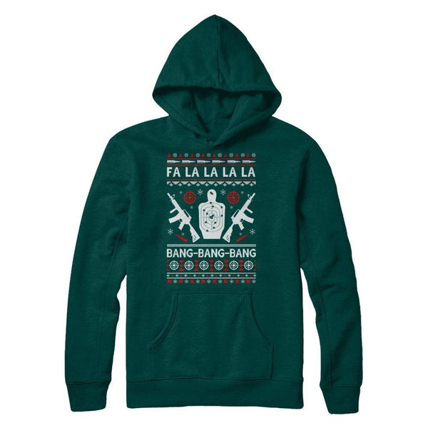 Bang Bang Bang AR-15 Gun Point Ugly Christmas Sweater Gildan Pullover Hoodie