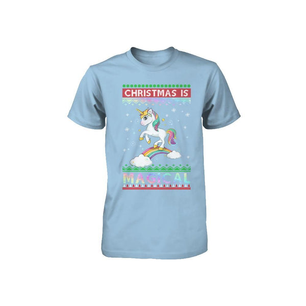 Christmas Is Magical Unicorn Ugly Christmas Sweater Youth Rabbit Skins - Toddler Jersey T-shirt