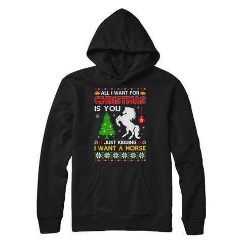 All I Want For Christmas Is You I Want A Horse Sweater Gildan - Pullover Hoodie