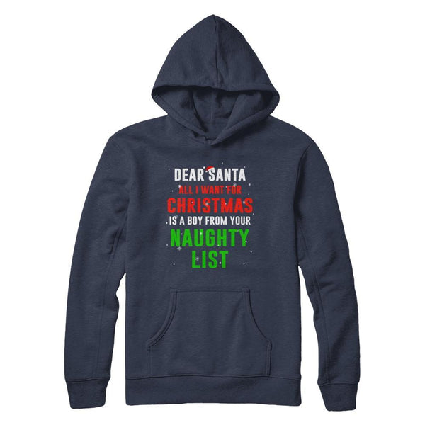 Dear Santa I Want For Christmas Is A Boy From Naughty List Gildan Pullover Hoodie