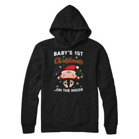 Baby's 1St Christmas On The Inside Pregnant Gildan - Pullover Hoodie