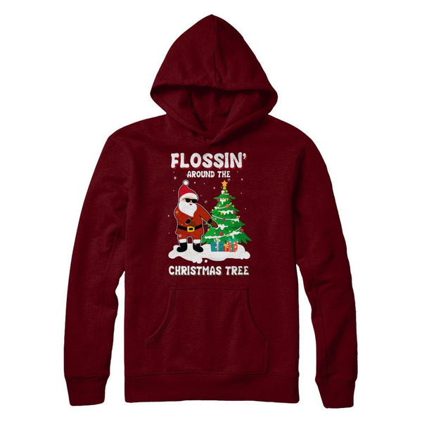 Flossin' Around The Christmas Tree Flossing Santa Gildan Pullover Hoodie