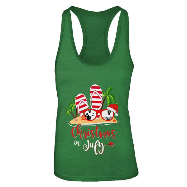 Flip Flop Sunglasses Christmas In July Summer Vacation Beach Next Level - Racerback Tank