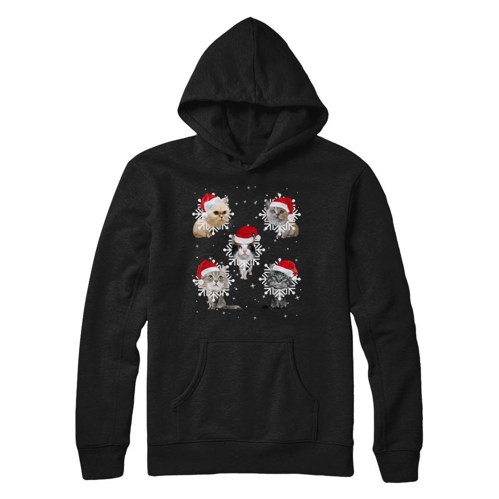 Cute Cat's Christmas Snowflakes Cat Claus Gildan - Pullover Hoodie