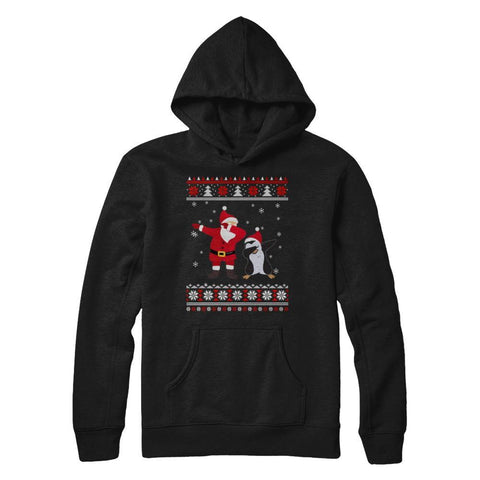 Dabbing Santa Penguin Dab Dance Ugly Christmas Sweater Gildan Pullover Hoodie