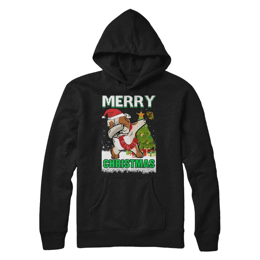 Cute Bulldog Claus Merry Christmas Ugly Sweater Gildan - Pullover Hoodie