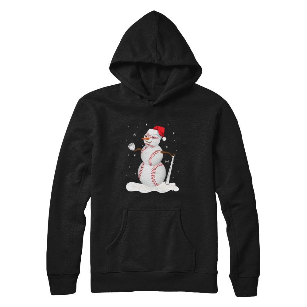 Christmas Baseball Snowman Christmas Gildan Pullover Hoodie