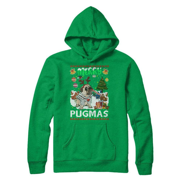 Cute Pug Christmas Merry Pugmas Ugly Sweater Christmas Gildan - Pullover Hoodie