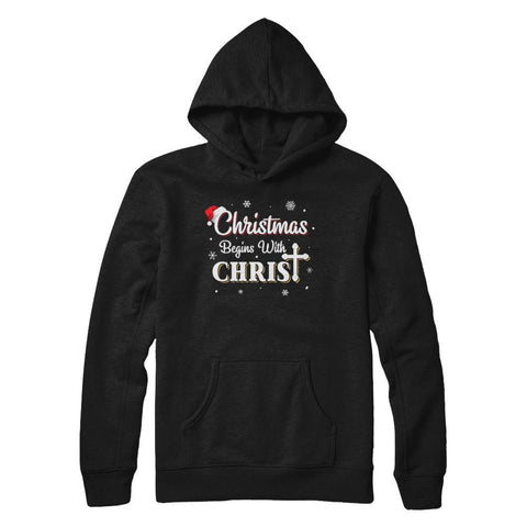 Christmas Begins With Christ Merry Christmas Christian Gildan Pullover Hoodie