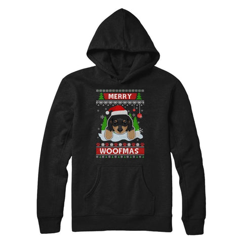 Dachshund Merry Woofmas Ugly Christmas Sweater Gildan Pullover Hoodie