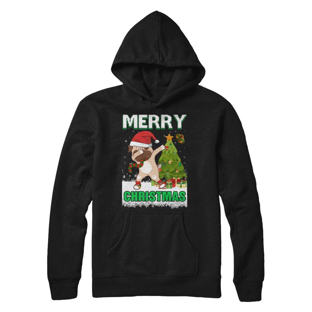 Cute Pug Claus Merry Christmas Ugly Sweater Gildan - Pullover Hoodie