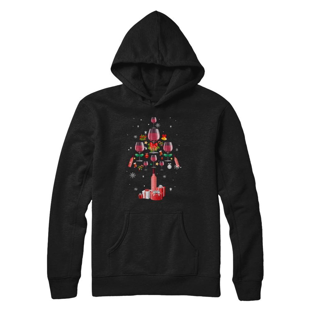 Drink Wine Christmas Tree Wine Xmas Gifts Gildan Pullover Hoodie