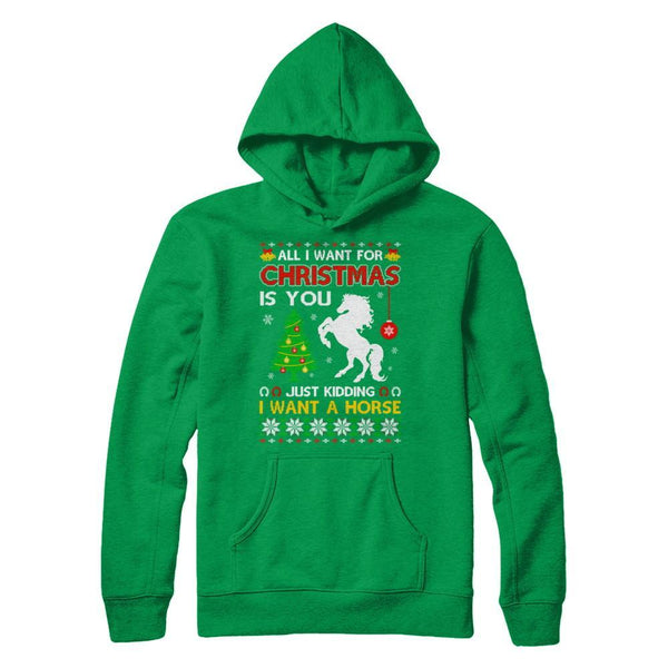 All I Want For Christmas Is You I Want A Horse Sweater Gildan - Pullover Hoodie