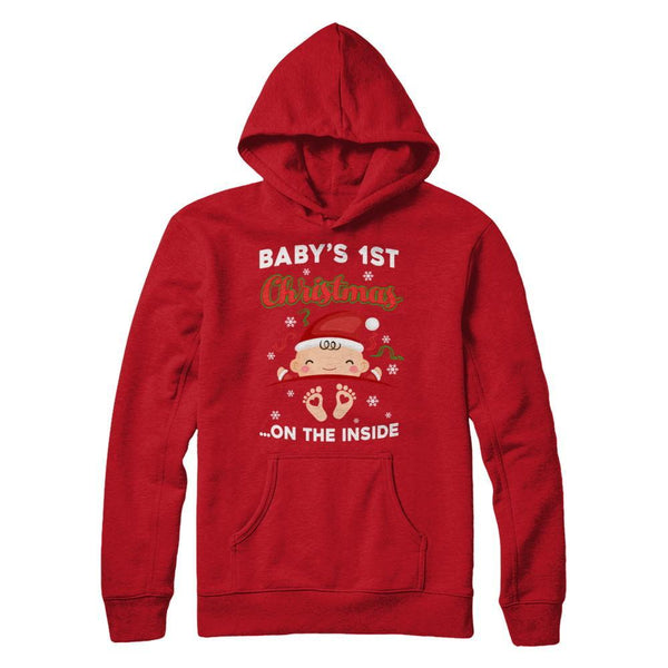 Baby's 1St Christmas On The Inside Pregnant Gildan - Pullover Hoodie