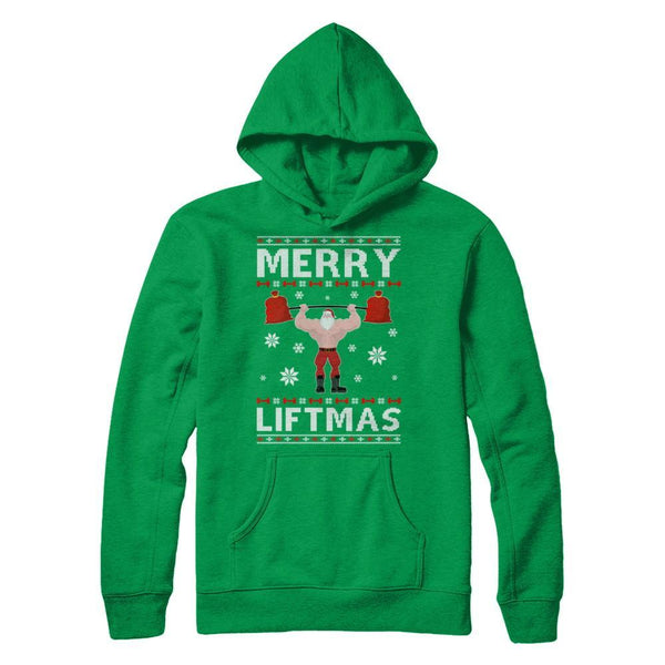 Christmas Merry Liftmas Santa Fitness Gym Ugly Sweater Gildan - Pullover Hoodie