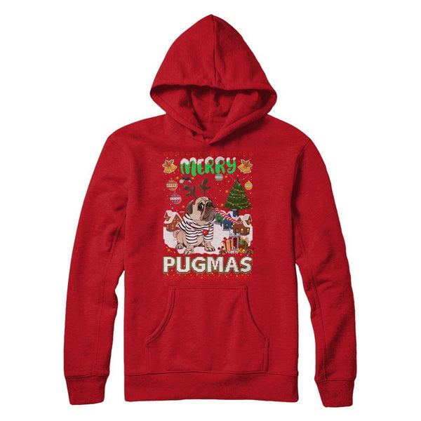 Cute Pug Christmas Merry Pugmas Ugly Sweater Christmas Gildan - Pullover Hoodie