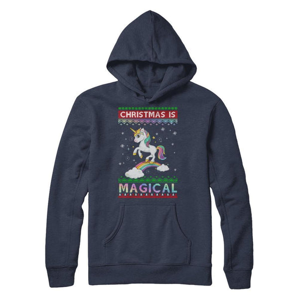 Christmas Is Magical Unicorn Ugly Christmas Sweater Gildan Pullover Hoodie