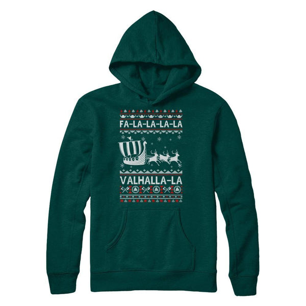 Fa La La Valhalla Viking Ship Ugly Christmas Sweater Gildan Pullover Hoodie