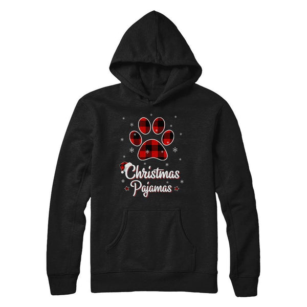 Buffalo Plaid Christmas Pajamas Dog Cat Hat Santa Gildan Pullover Hoodie