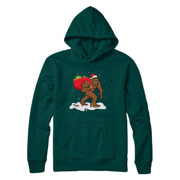 Bigfoot Santa Christmas Boys Men Sasquatch Xmas Gift Gildan Pullover Hoodie