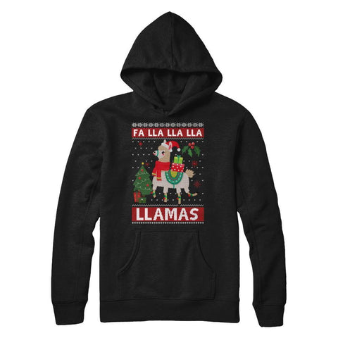 Fa Lla Lla Llama Christmas Singing Cute Ugly Sweater Gildan - Pullover Hoodie