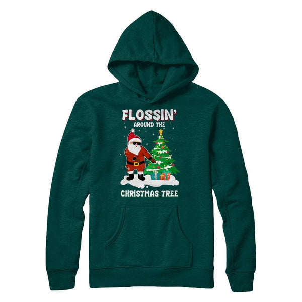 Flossin' Around The Christmas Tree Flossing Santa Gildan Pullover Hoodie