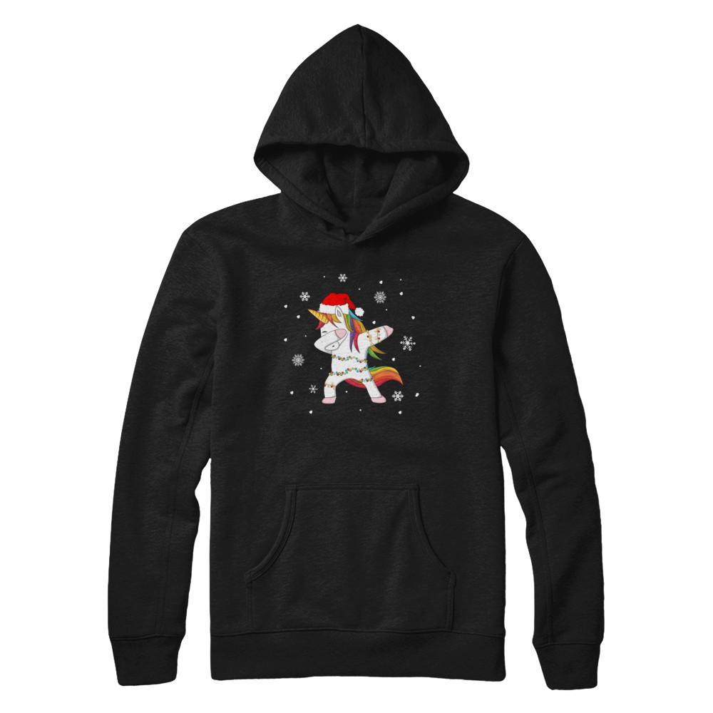 Dabbing Unicorn Ugly Christmas Sweater Girls Gildan Pullover Hoodie