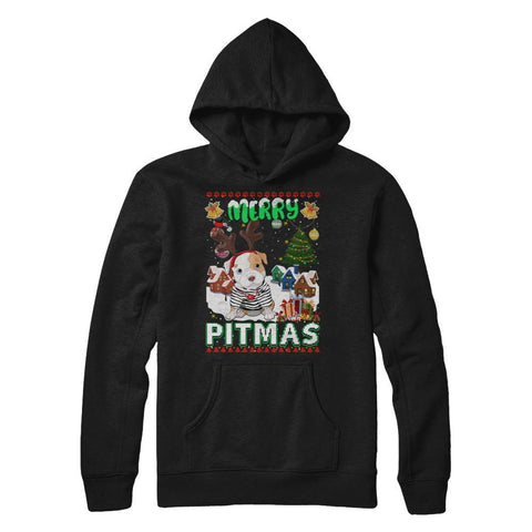 Cute Pitbull Christmas Merry Pigmas Ugly Sweater Christmas Gildan - Pullover Hoodie