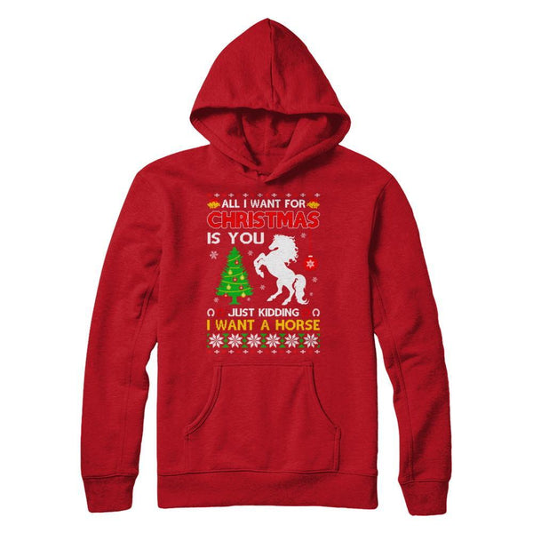 All I Want For Christmas Is You I Want A Horse Sweater Gildan - Pullover Hoodie