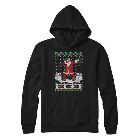 Dabbing Santa Claus Bowling Ugly Christmas Sweater Gildan Pullover Hoodie