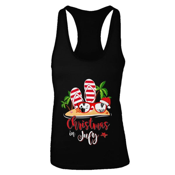 Flip Flop Sunglasses Christmas In July Summer Vacation Beach Next Level - Racerback Tank