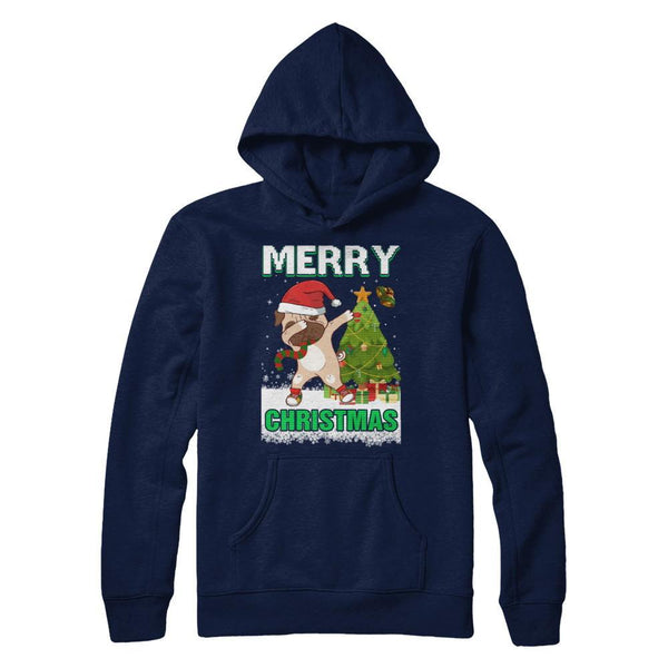 Cute Pug Claus Merry Christmas Ugly Sweater Gildan - Pullover Hoodie