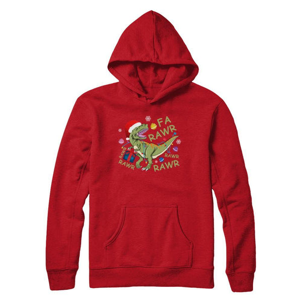 Christmas Funny Dinosaur T-Rex Claus Fa Rawr Rawr Gildan - Pullover Hoodie