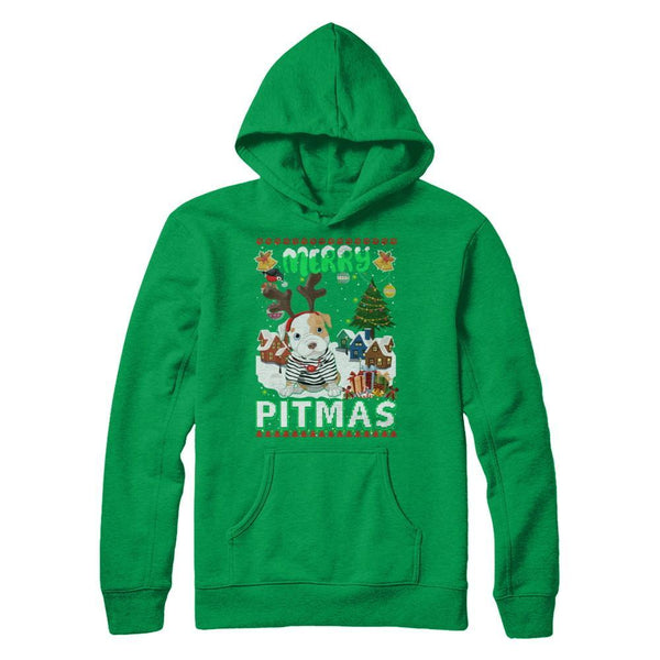 Cute Pitbull Christmas Merry Pigmas Ugly Sweater Christmas Gildan - Pullover Hoodie