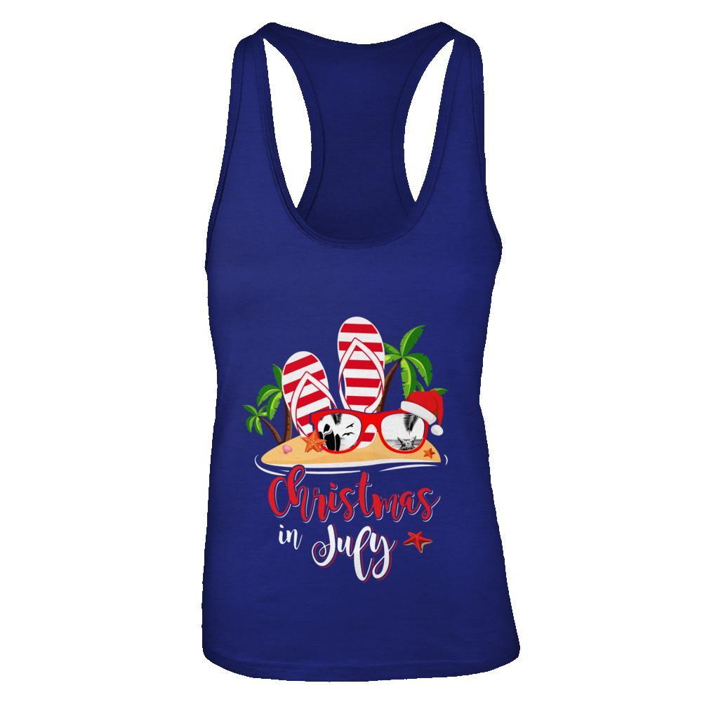 Flip Flop Sunglasses Christmas In July Summer Vacation Beach Next Level - Racerback Tank