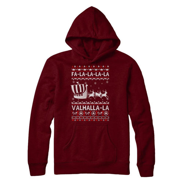 Fa La La Valhalla Viking Ship Ugly Christmas Sweater Gildan Pullover Hoodie