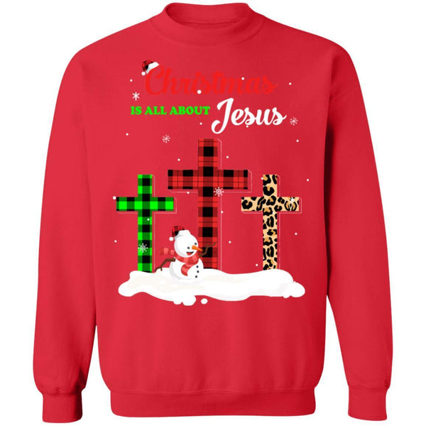 Christmas Is All About Jesus Love Christ Xmas Gifts G180 Gildan Crewneck Pullover Sweatshirt  8 oz.