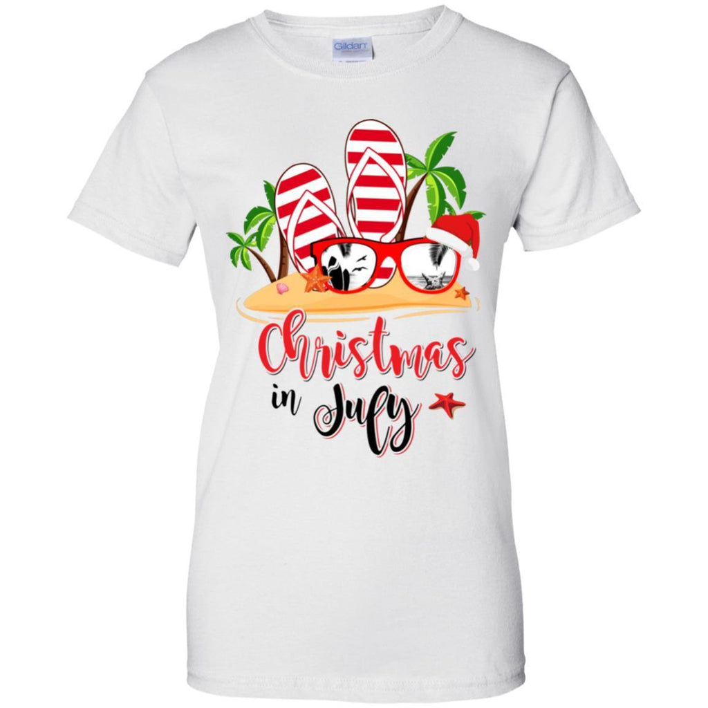 Flip Flop Sunglasses Christmas In July Summer Beach Vacation G200L Gildan Ladies' 100% Cotton T-Shirt