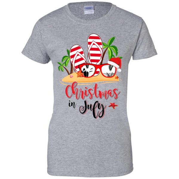 Flip Flop Sunglasses Christmas In July Summer Beach Vacation G200L Gildan Ladies' 100% Cotton T-Shirt