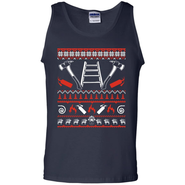 Firefighter Christmas Sweater G220 Gildan 100% Cotton Tank Top