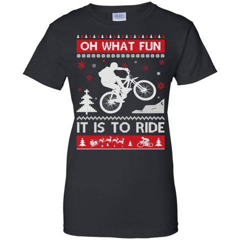 Bicycle Sweater Christmas Oh What Fun It Is To Ride G200L Gildan Ladies' 100% Cotton T-Shirt